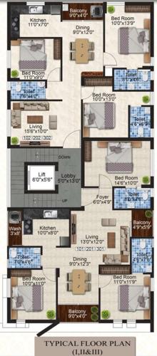 homes-vadapalani Varu Homes Vadapalani Cluster Plan from 1st to 3rd Floor