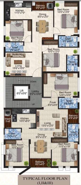  homes vadapalani Varu Homes Vadapalani Cluster Plan from 1st to 3rd Floor