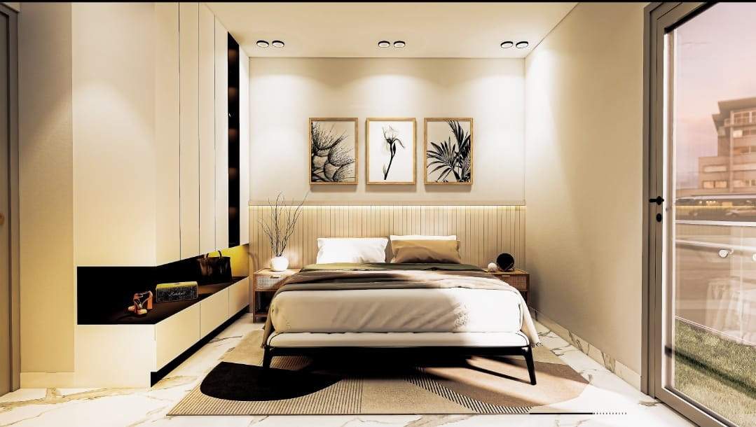  l corner oakwood floor Bedroom