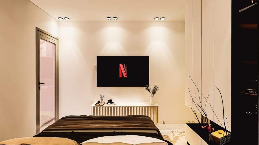  l corner oakwood floor Bedroom