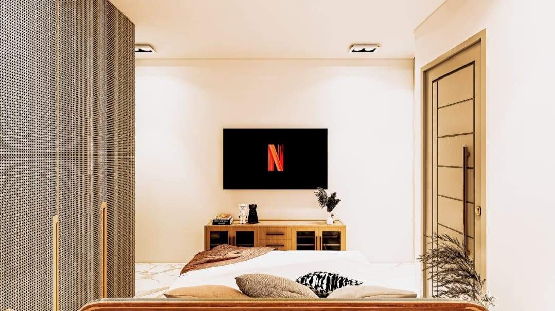  l corner oakwood floor Bedroom