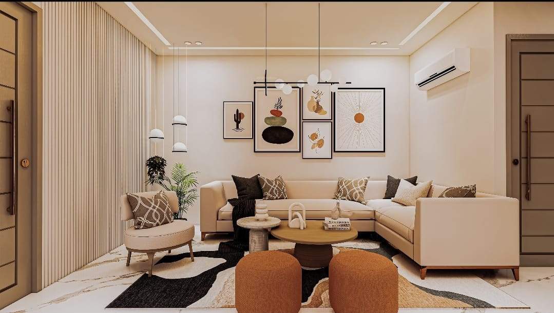  l corner oakwood floor Living Area