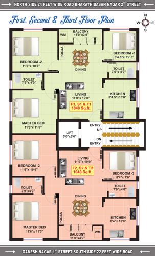  sree-illam Sree Illam Cluster Plan from 1st to 3rd Floor