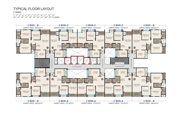  tathastu C Wing Cluster Plan from 1st to 23th Floor