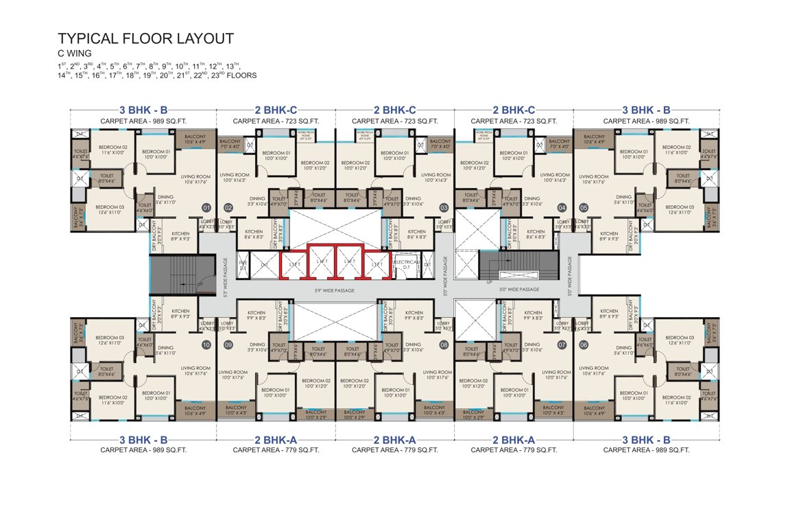  tathastu C Wing Cluster Plan from 1st to 23th Floor