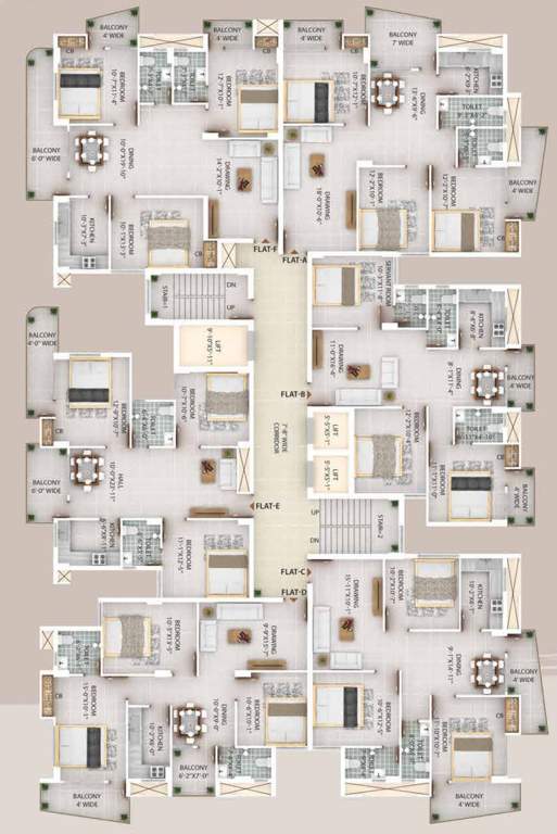 aman shikhar green city Block A Cluster Plan From 2nd, 4th, 6th To 8th Floor
