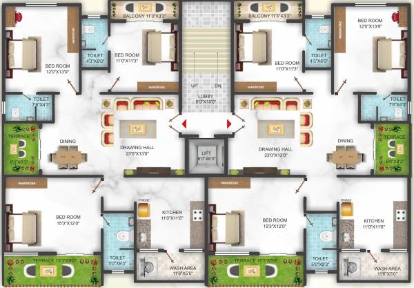  park-view-27-28 Park View 27 28 Cluster Plan For Typical Floor Plan