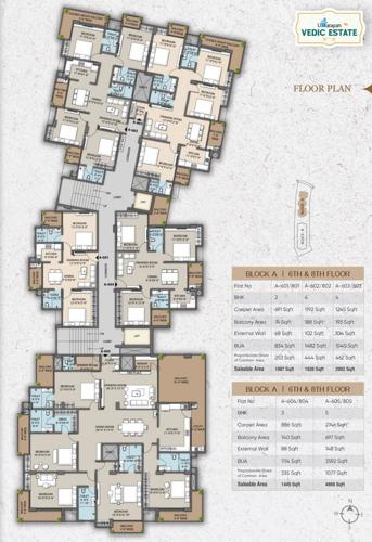 Block A Cluster Plan from 6th to 8th Floor vedic-estate Block A Cluster Plan from 6th to 8th Floor