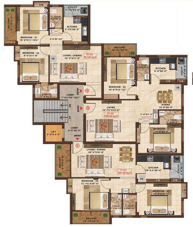  ayana aarna aahana Aarna Cluster Plan From 1st To 2nd Floor