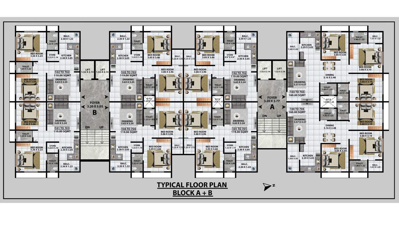  jhalak skyview Block A And B Cluster Plan from 1st to 7th Floor