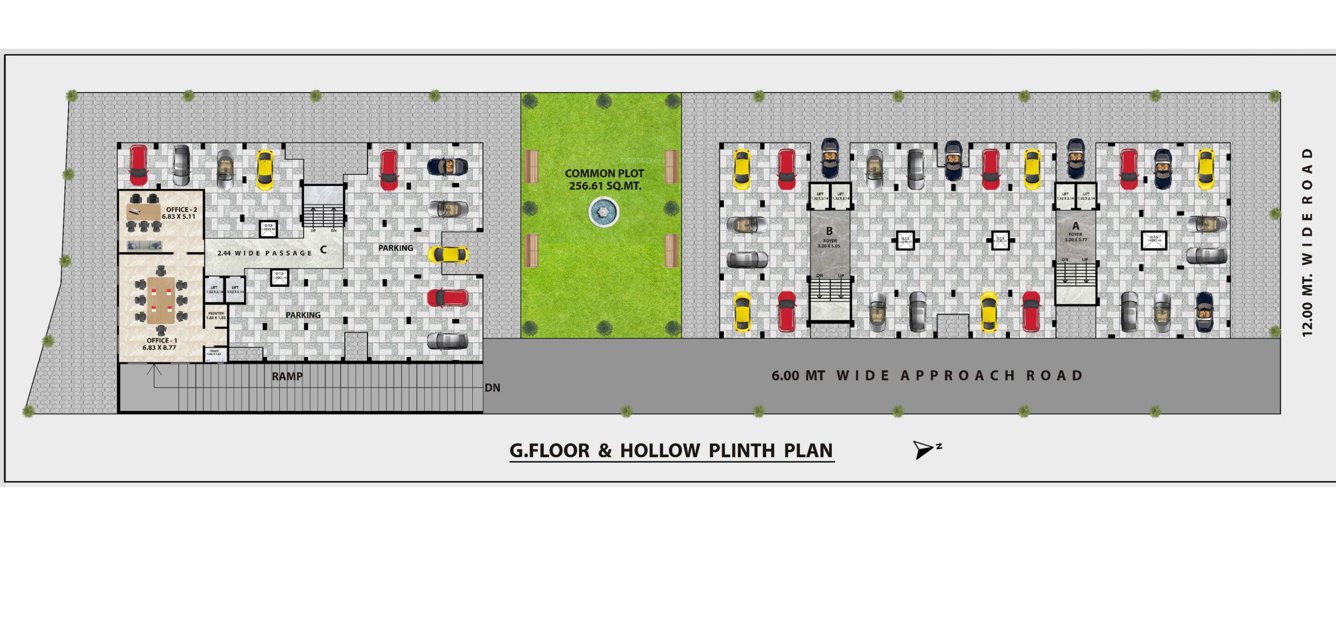  jhalak skyview Block A, B And C Cluster Plan for ground Floor