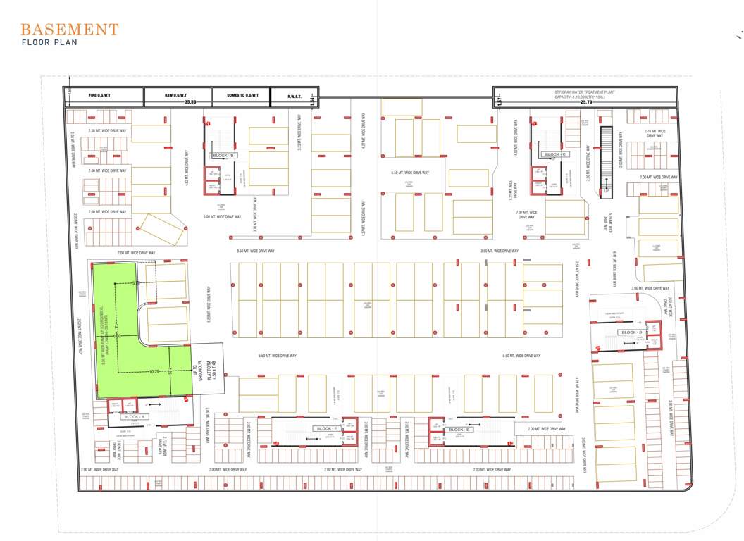  pragati two Block  A To F Cluster Plan For Basement Floor