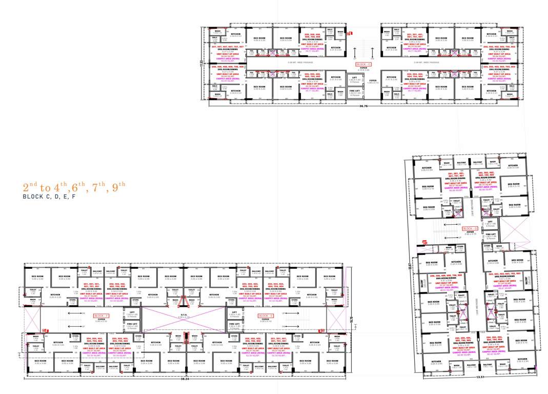  pragati two Block C To F Cluster Plan From 2nd To 9th Floor Expect 5th And 8th Floor