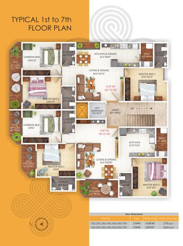  swarnim-residences Swarnim Residences Cluster Plan from 1st to 7th Floor