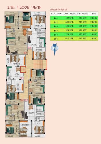  apartment-1 Ganesh Apartment 1 Cluster Plan for 2nd Floor