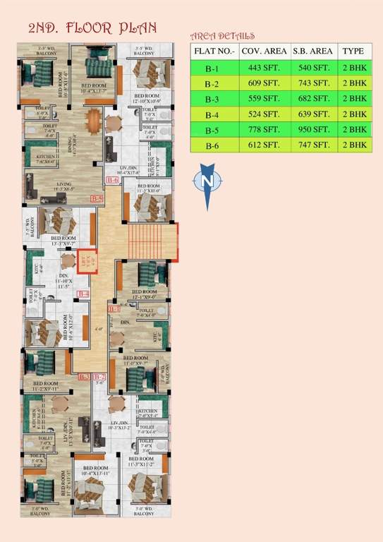  apartment 1 Ganesh Apartment 1 Cluster Plan for 2nd Floor