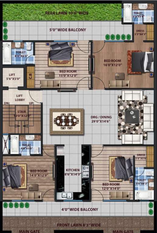  luxury floors 275 yd Rich Look Luxury Floors 275 Yd Typical Cluster Plan