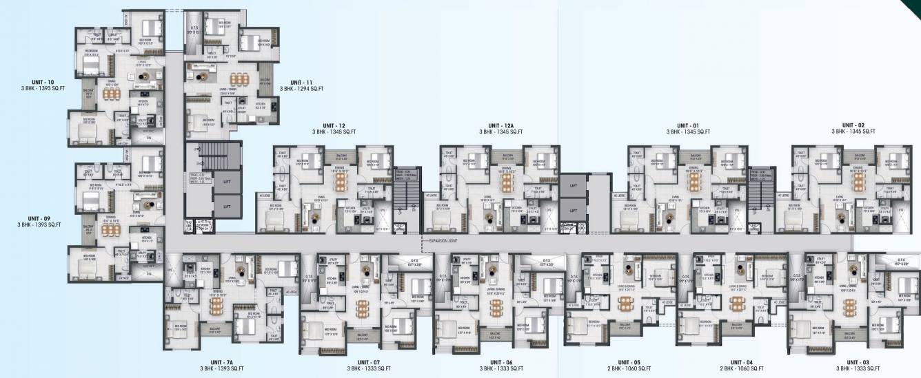  courtyard Block 1 Cluster Plan For Typical Floor Plan