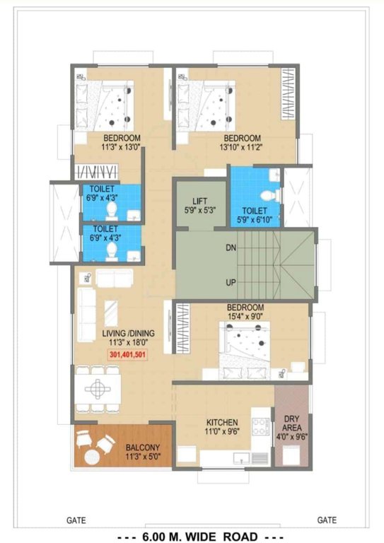  gulmohar Gulmohar Cluster Plan from 1st to 5th Floor