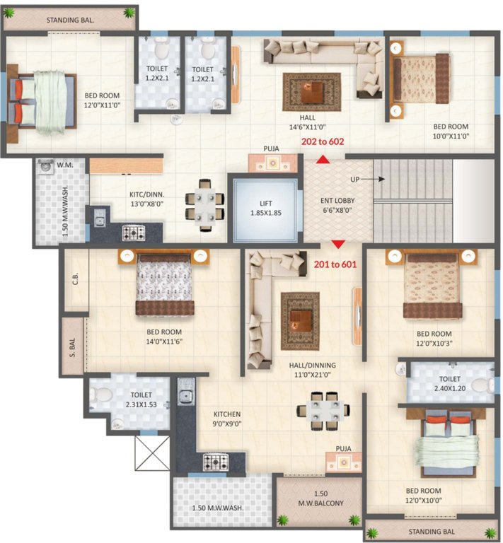  akshay heights Akshay Heights Cluster Plan For Typical Floor Plan