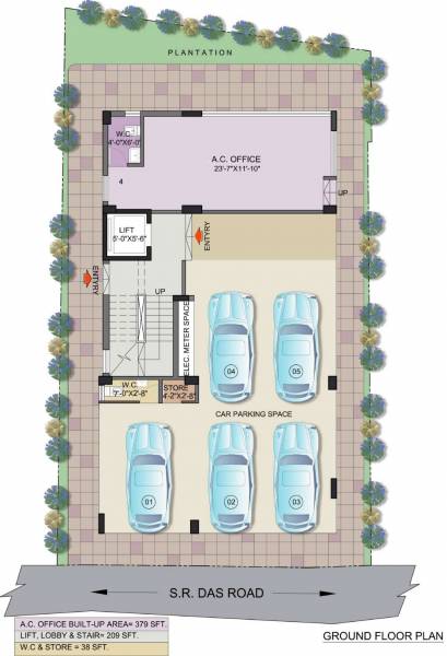  gaurav-apartment Gaurav Apartment Ground Cluster Plan