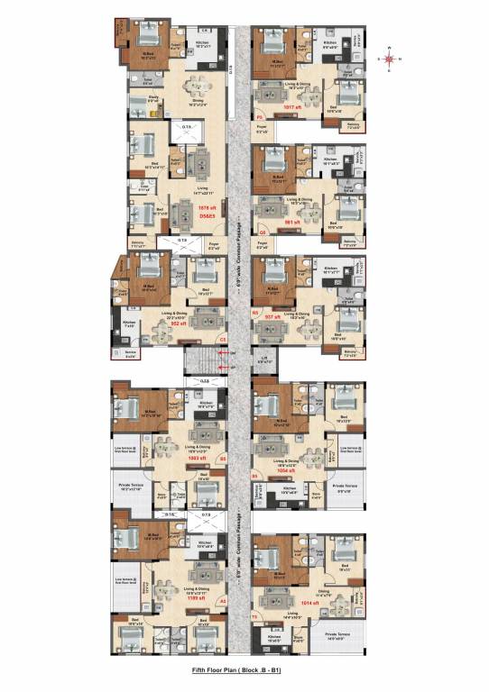 vatsa amaze Block B Cluster Plan for 5th Floor