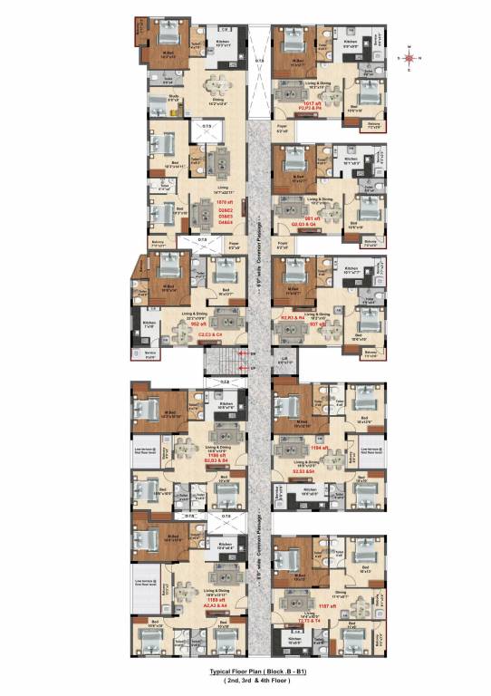 vatsa amaze Block B Cluster Plan from 2nd to 4th Floor