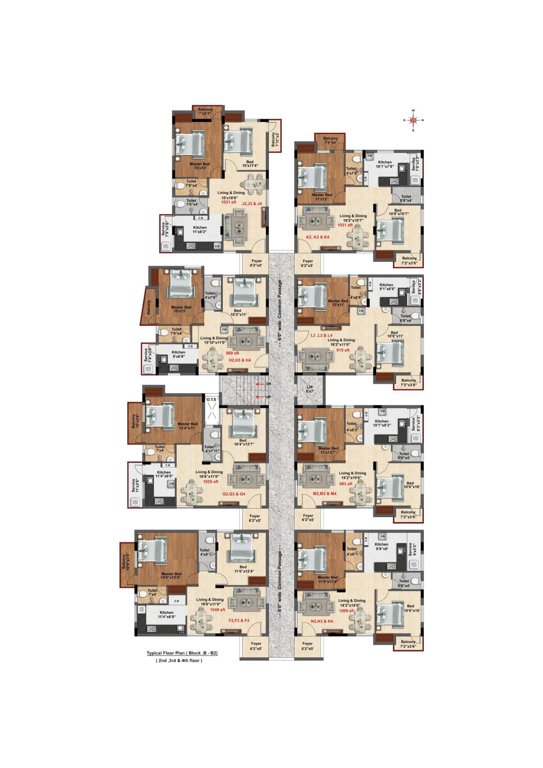 vatsa amaze Block B Cluster Plan from 2nd to 4th Floor