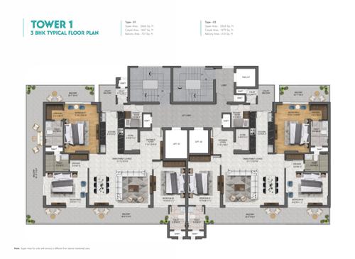 Block 01 Tower 01 Cluster Plan from 1st to 16th Floor vallum Block 01 Tower 01 Cluster Plan from 1st to 16th Floor