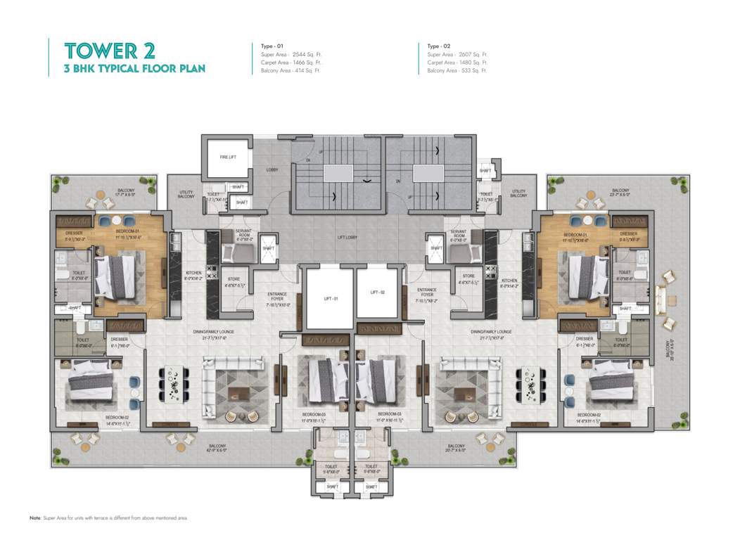  vallum Block 02 Tower 02 Cluster Plan from 1st to 16th Floor
