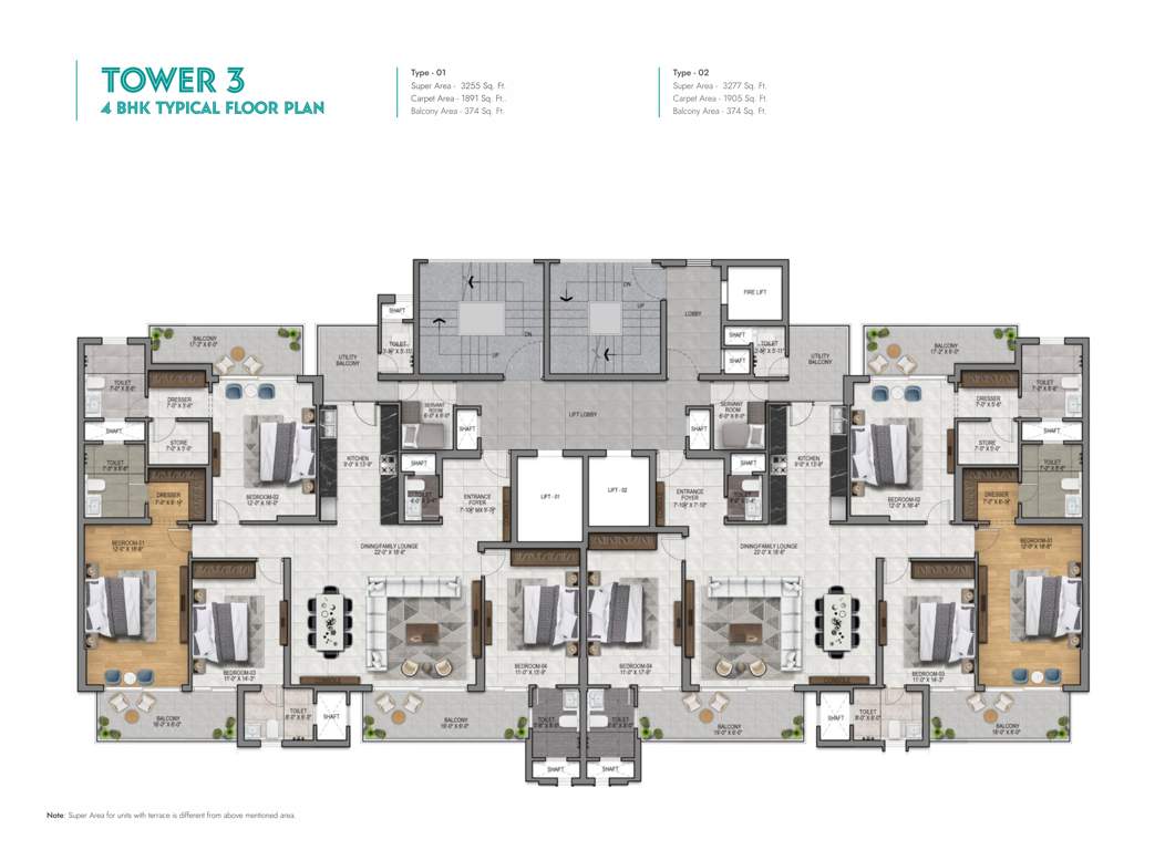  vallum Block 03 Tower 03 Cluster Plan from 1st to 16th Floor