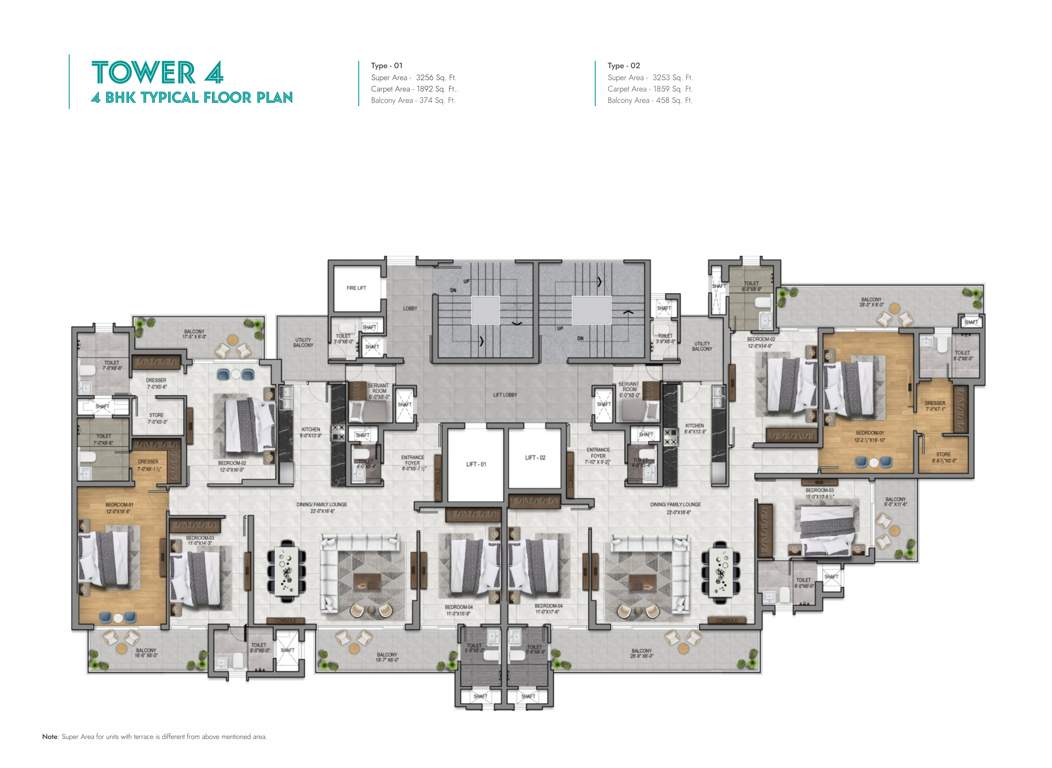  vallum Block 04 Tower 04 Cluster Plan from 1st to 16th Floor