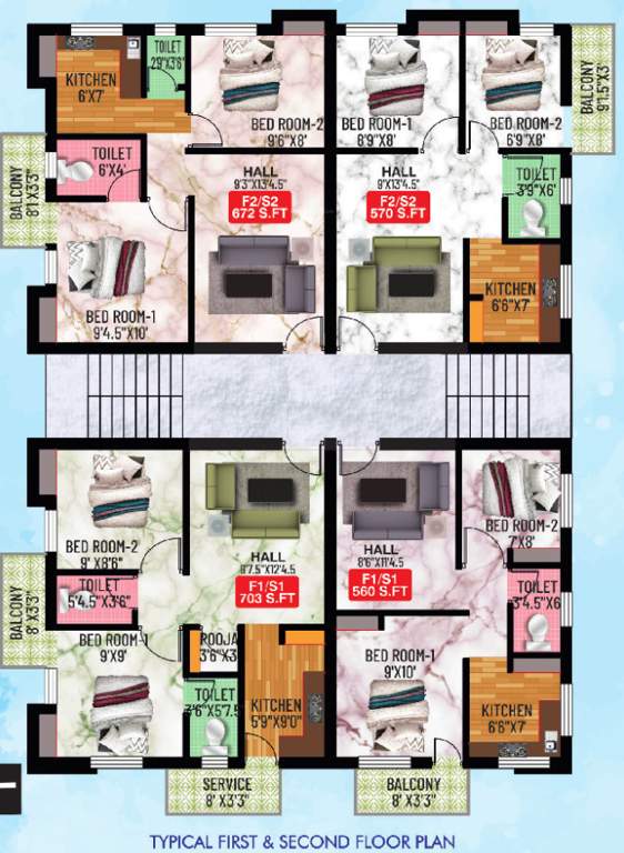  hritvi Crest Hritvi Cluster Plan from 1st to 2nd Floor