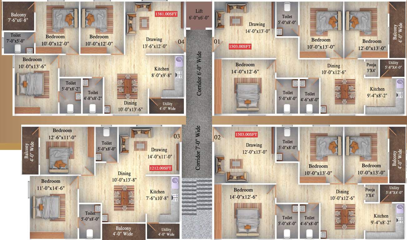  sri sai bharath enclave Sri Sai Bharath Enclave Cluster Plan For Typical Floor Plan