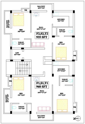  saravana-flats Saravana Flats Cluster Plan from 1st to 3rd Floor