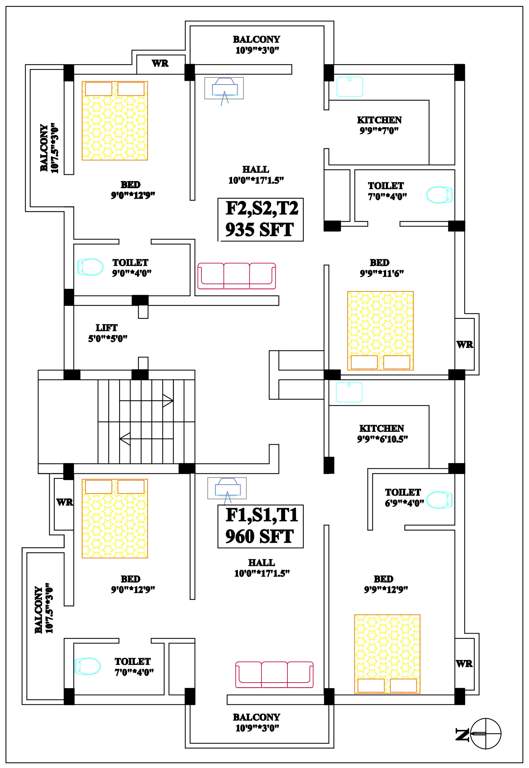  saravana flats Saravana Flats Cluster Plan from 1st to 3rd Floor