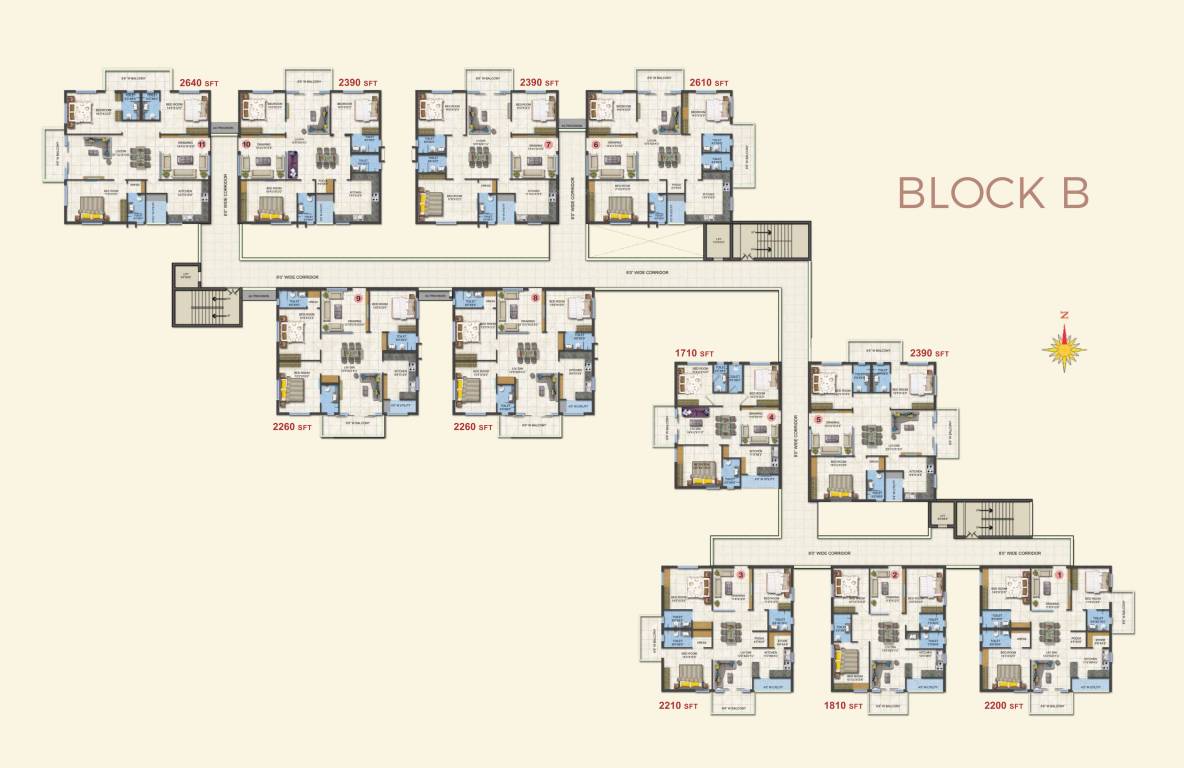  fortune heights Towers 2 Cluster Plan for Typical Floor