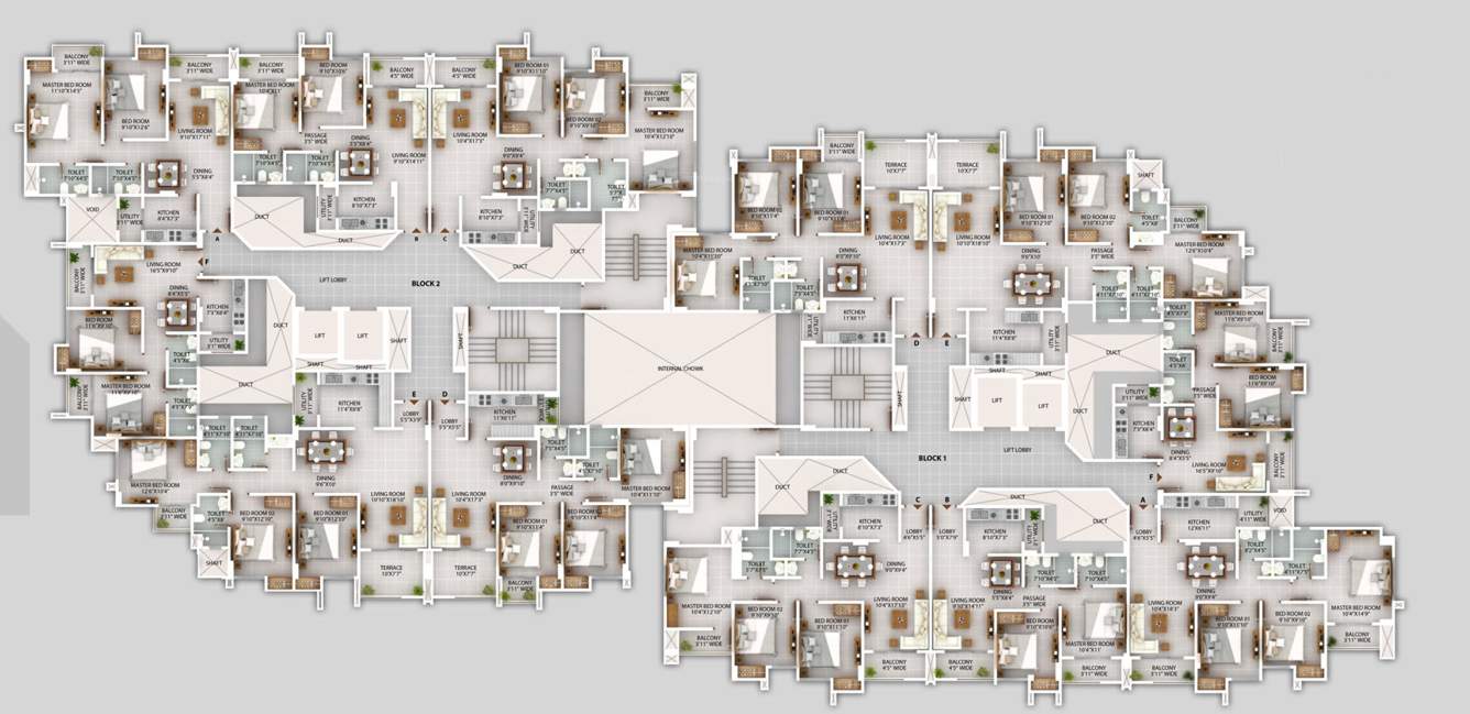  paradise Block 1 And 2 Cluster Plan From 3rd, 5th, 7th To 9th Floor