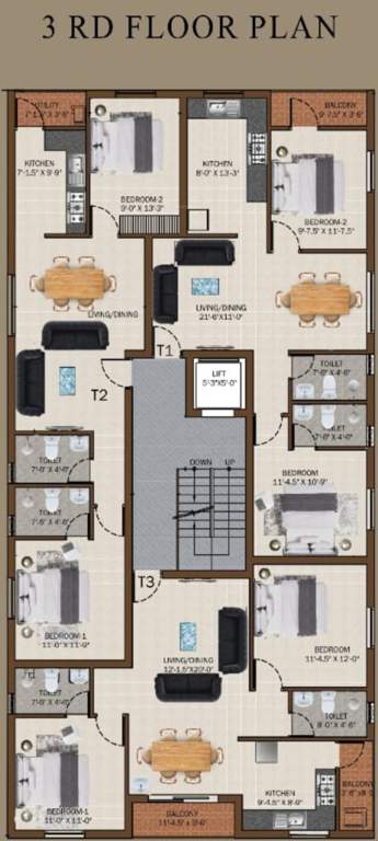  mangal apartment Mangal Apartment Cluster Plan For 3rd Floor
