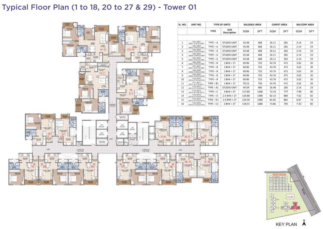  song bird Tower 1 Cluster, 1st To 18th, 20th To 27th & 29th Floor
