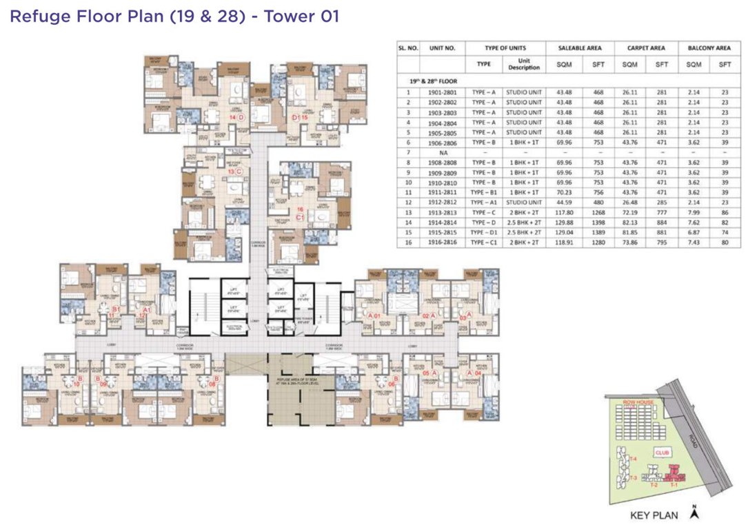  song bird Tower 1 Cluster Plan For 19th & 28th Floor
