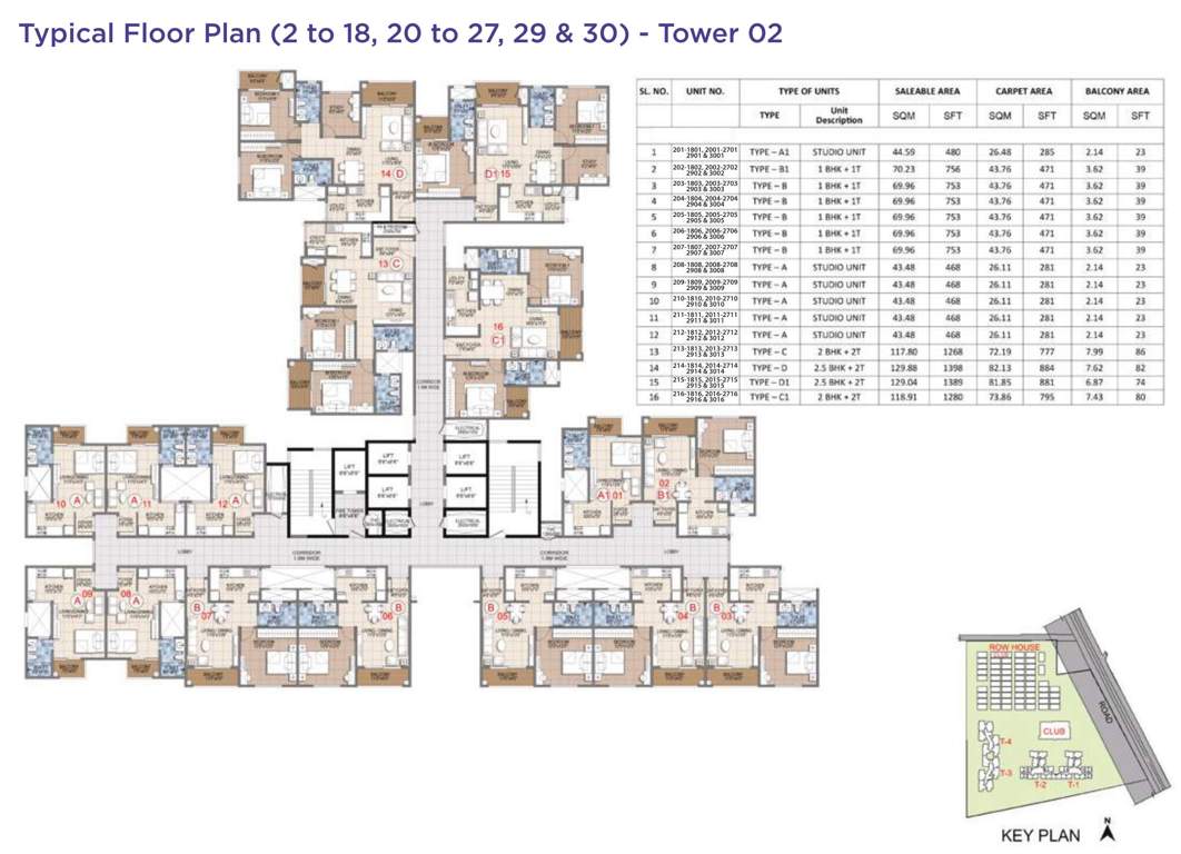 song bird Tower 2 Cluster Plan From 2nd To 18th, 20th To 27th,  29th & 30th Floor