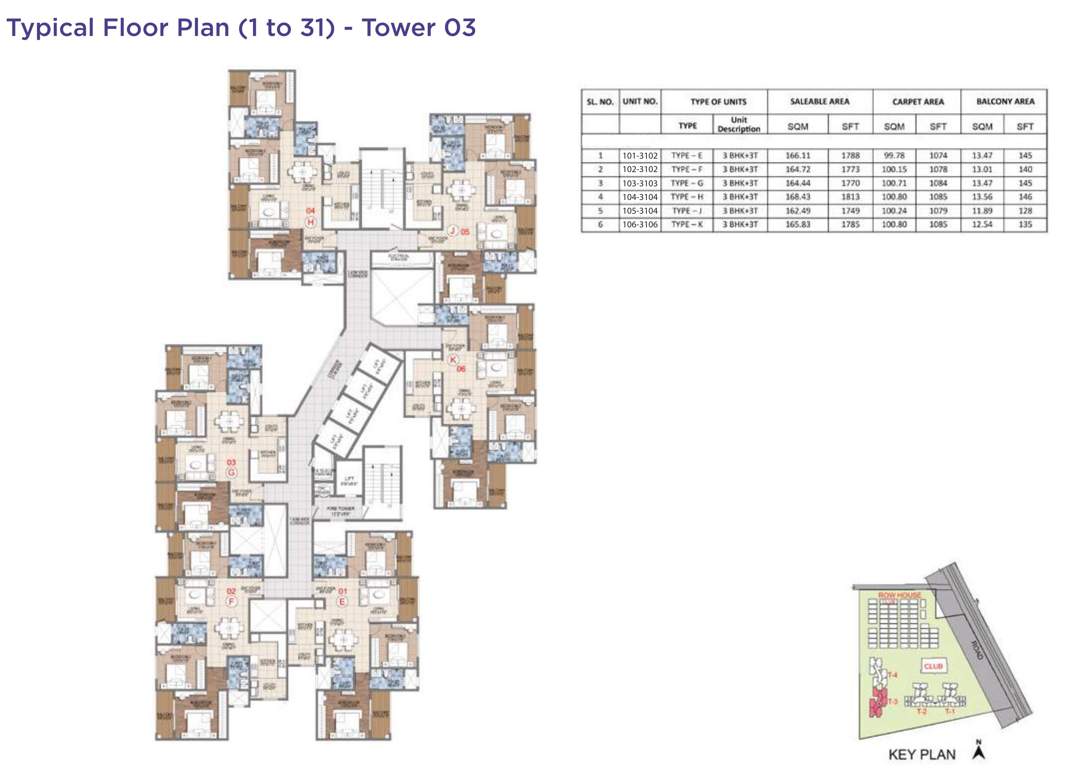  song bird Tower 3 Typical Cluster Plan From 1st To 31th Floor Except 19th & 28th Floor
