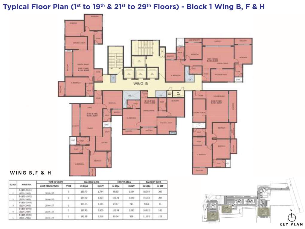  lumina Tower A Wing B Cluster Plan from 1st To 19th Floor 7 21st To 29th Floor
