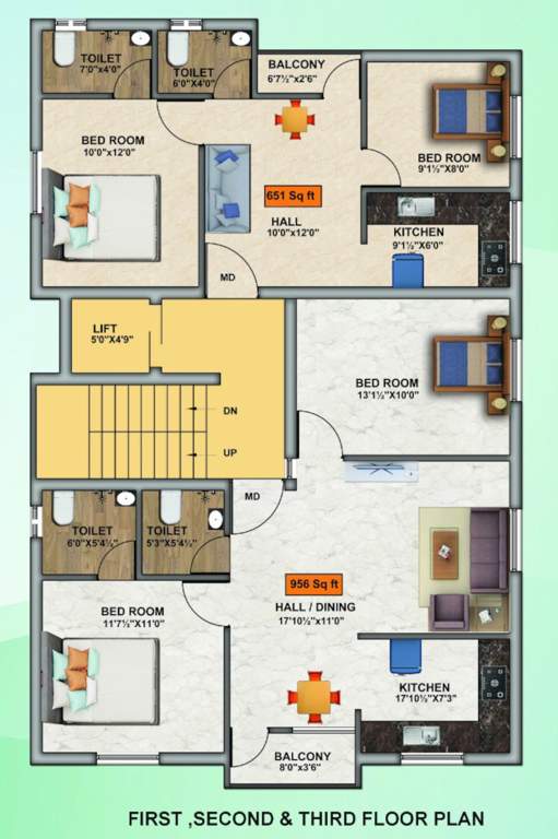  sri lakshmi Sri Lakshmi Cluster Plan from 1st to 3rd Floor