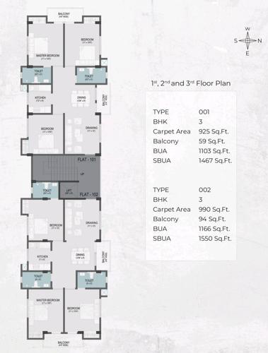  prakriti Prakriti Cluster Plan from 1st to 3rd Floor
