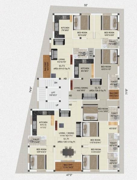 kamalam Kamalam Cluster Plan For Typical Floor Plan