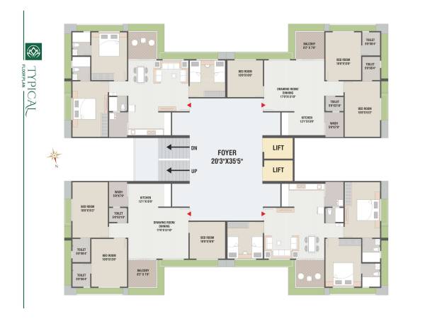  aangan-sky Block-A Cluster Plan for Typical Floor