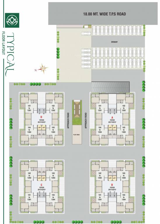  aangan sky Block A to D Cluster Plan for Typical Floor