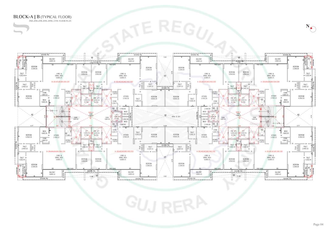 megh malhar indigo Tower A and B Cluster Plan from 2nd,4th, 6th, 8th, 10th and 12th Floor